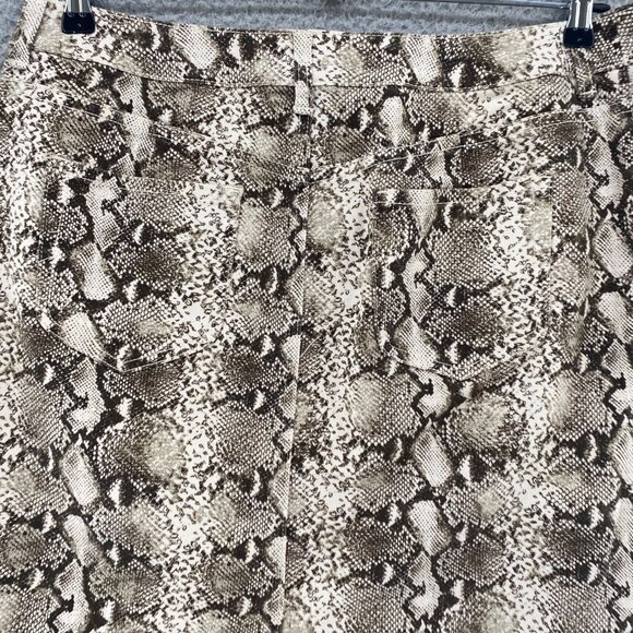 Chicos Skirt Womens 2 US 12 Brown Snake Print Denim Knee Length Stretch Straight - Picture 4 of 11